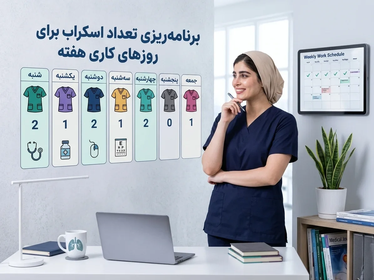 چیدمان اسکرابهای پزشکی برای روزهای کاری هفته