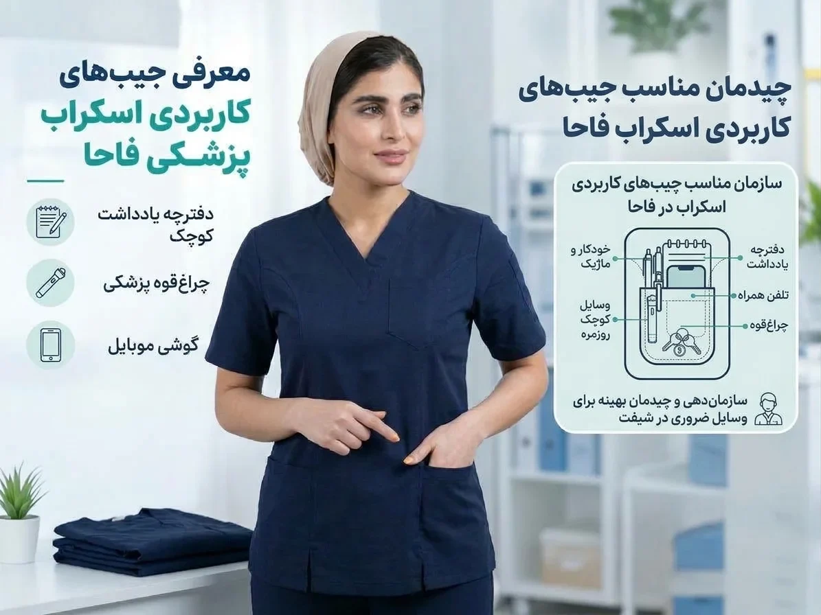 جیب جانبی اسکراب پزشکی برای نگهداری وسایل ضروری سبک