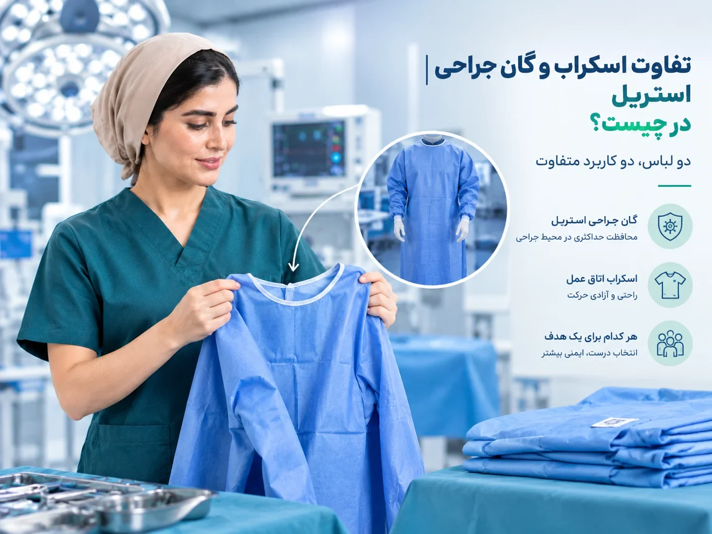 گان جراحی استریل برای محافظت در محیط اتاق عمل